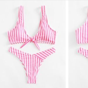 Pink and White Stripped Bikini